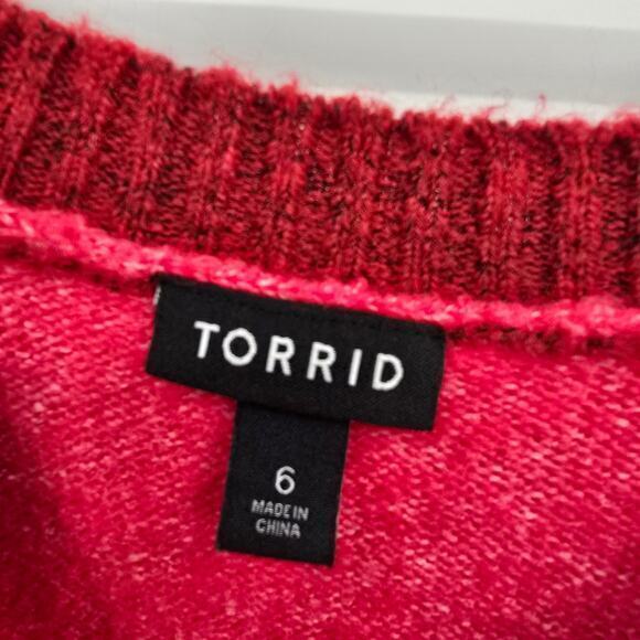 Torrid Women's Plus Fuzzy Color Block Vegan Cashmere Pullover Sweater Size 6 - Picture 5 of 11